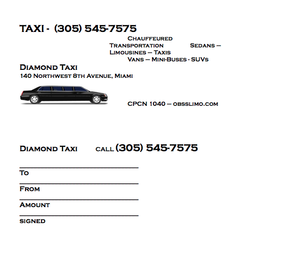 Blank Cab Receipt Template