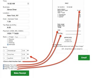 receipt itemized instantly customizing