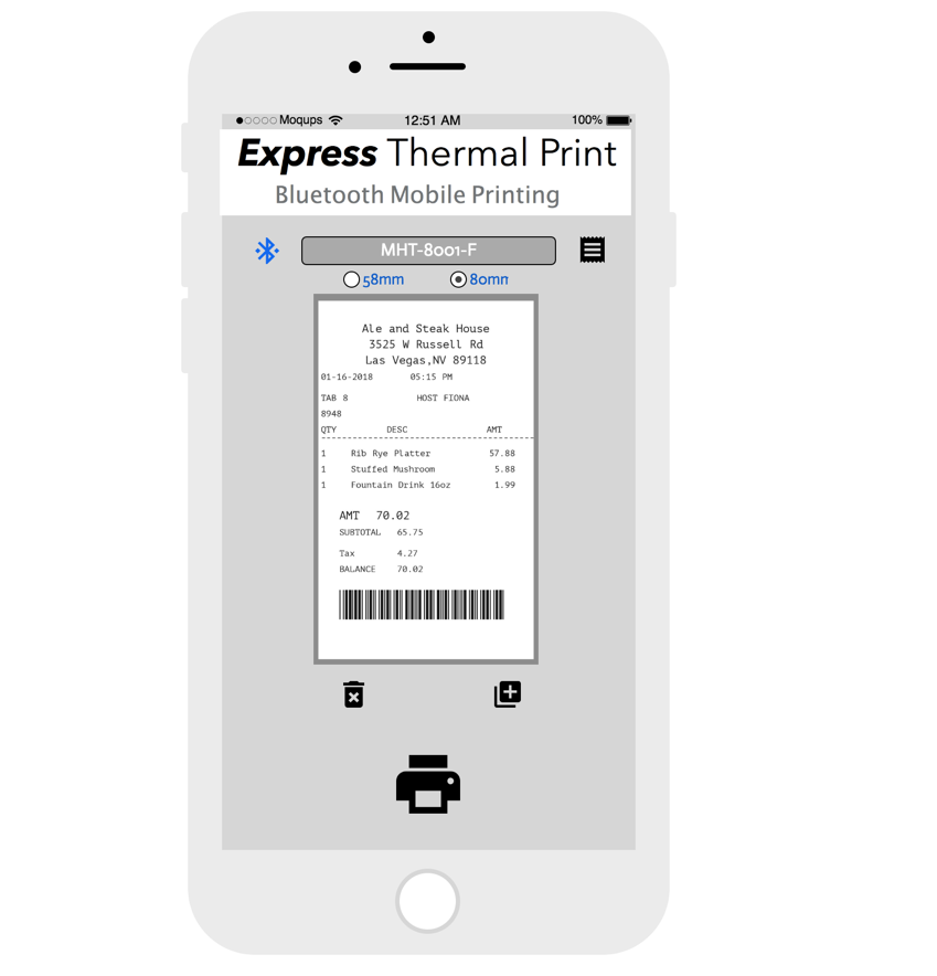 Express Thermal Print app for iOS and Android ExpressExpense How to