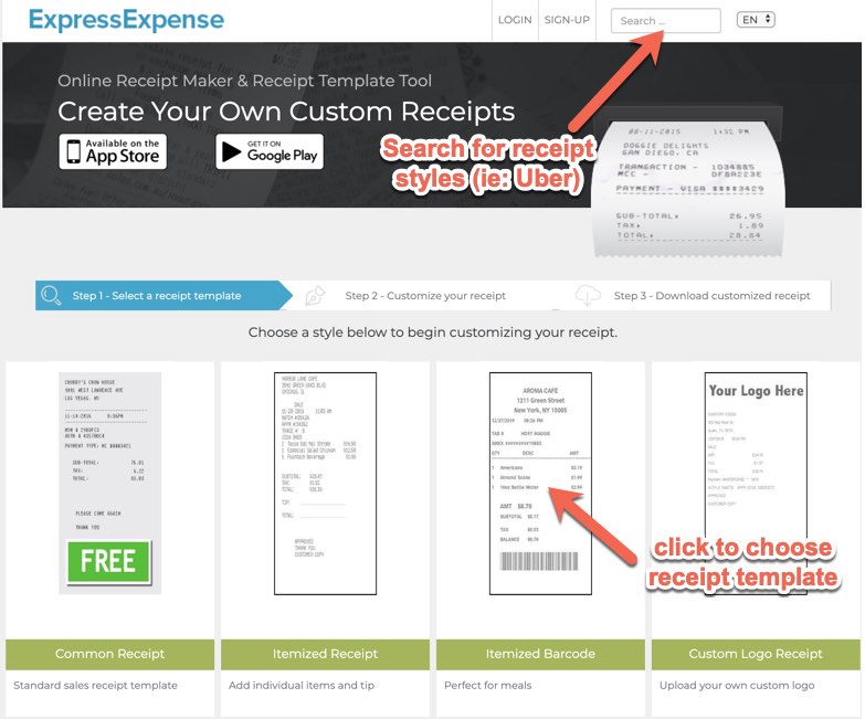 Creating and using a custom payment receipt