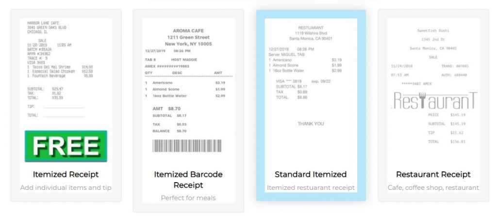 Restaurant Receipt Template