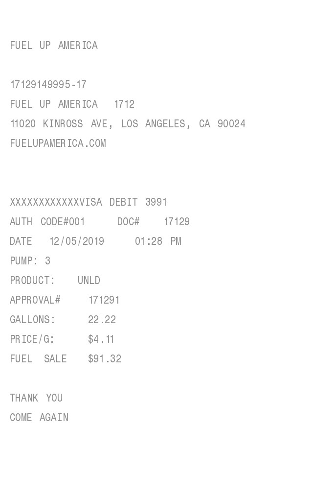 Gas / Fuel Receipt receipt
