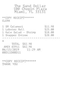 Itemized Restaurant Receipt