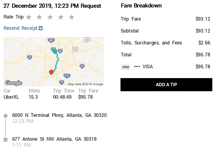 Uber Printable Receipt
