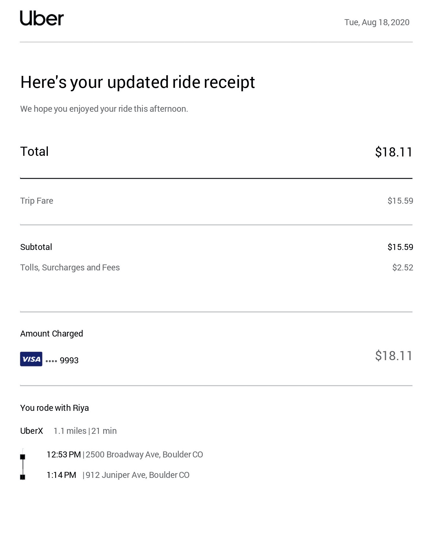 Uber Receipt receipt