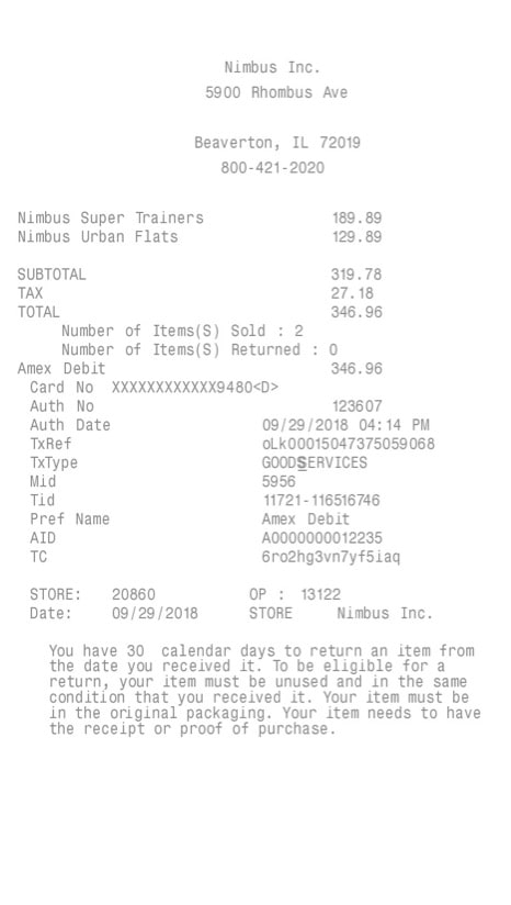 sample receipt template