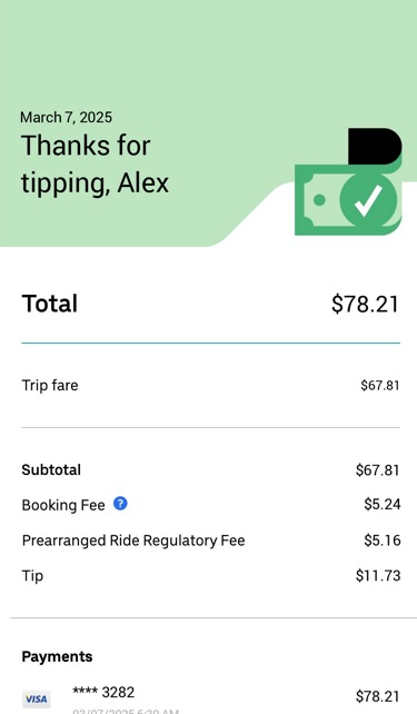 Uber Mobile Receipt 2025