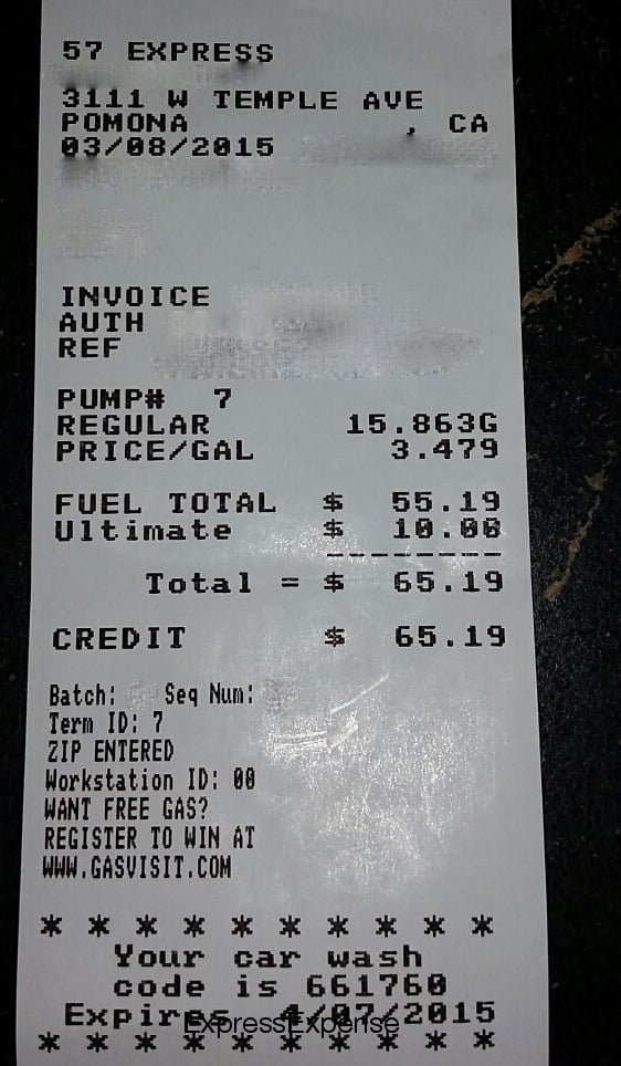 receipt with no car wash discount