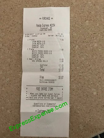 The Receipt Front Side Picture Of Panda Express Issaquah