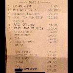 Receipt Patara Fine Cuisine Singapore 