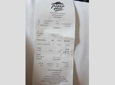 PIZZA  HUT RESTAURANT receipt