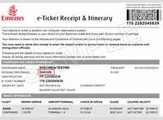 Emirates Airlines receipt