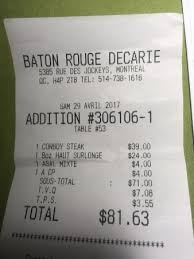 Receipt Picture Of Baton Rouge Montreal Tripadvisor