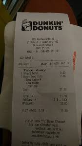 Receipt Picture Of Dunkin Donuts Zurich Tripadvisor