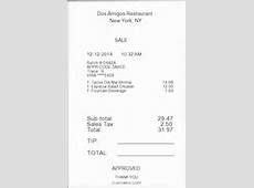 Cooper's Restaurant receipt