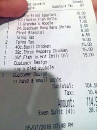 Diners Find Insults On Restaurant Receipt Arlnow Com