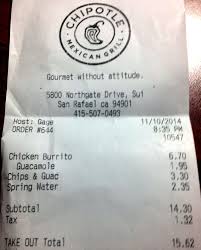 Receipt Chipotle San Rafael Yelp