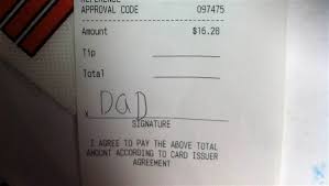 Little Kid Buys Pizza With Dad S Credit Card Leaves Cutest Receipt Ever