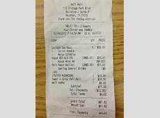 Om Restaurant receipt