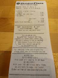 Receipt For The Kid S Meal Which Consisted Of A 6 Inch One Topping